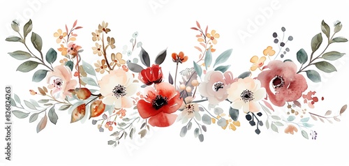 Wallpaper Mural Cute, tiny watercolor flowers arranged in a circular pattern, with intricate details and soft colors Torontodigital.ca