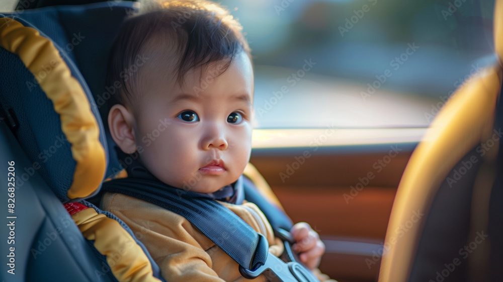 portrait of cute baby sitting in the baby seat child seat portrait of cute baby sitting in the baby seat child seat