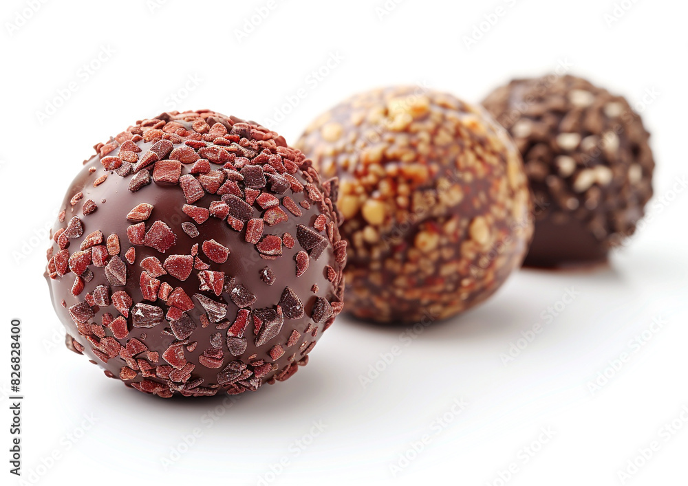variety of chocolate praline balls isolated on a white background variety of chocolate praline balls isolated on a white background