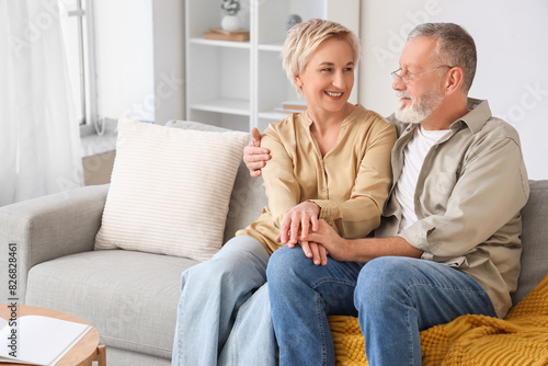 Mature couple sitting on so...
