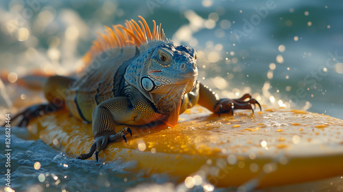 Animals Surfing with Sunglasses in the Tropical Ocean