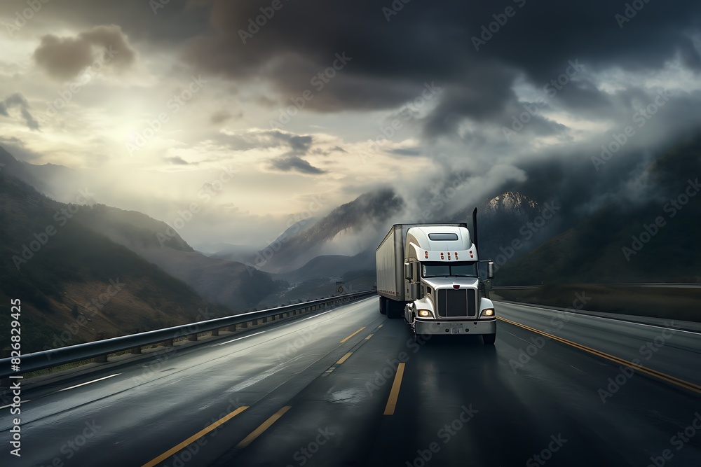 Truck on the highway, transportation concept Truck on the highway, transportation concept