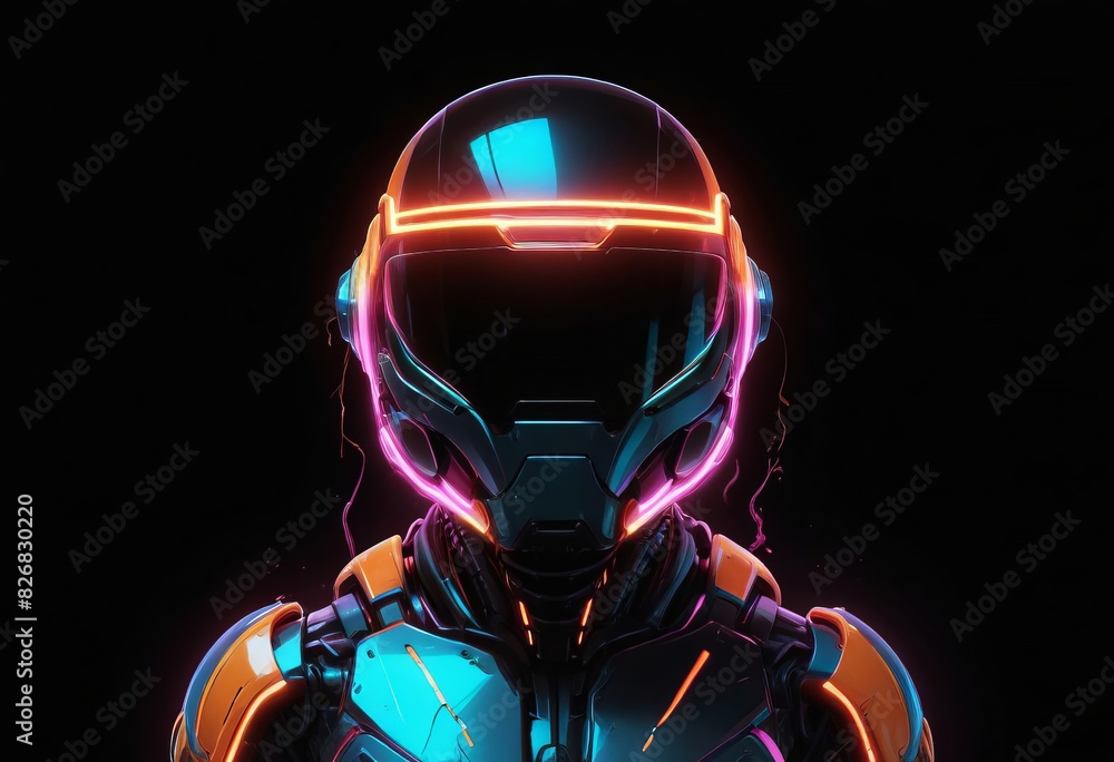 Futuristic robotic avatar with neon glowing lines - high tech artificial intelligence concept Futuristic robotic avatar with neon glowing lines - high tech artificial intelligence concept