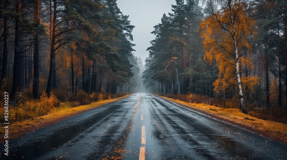 Road amidst tree in forest Road amidst tree in forest