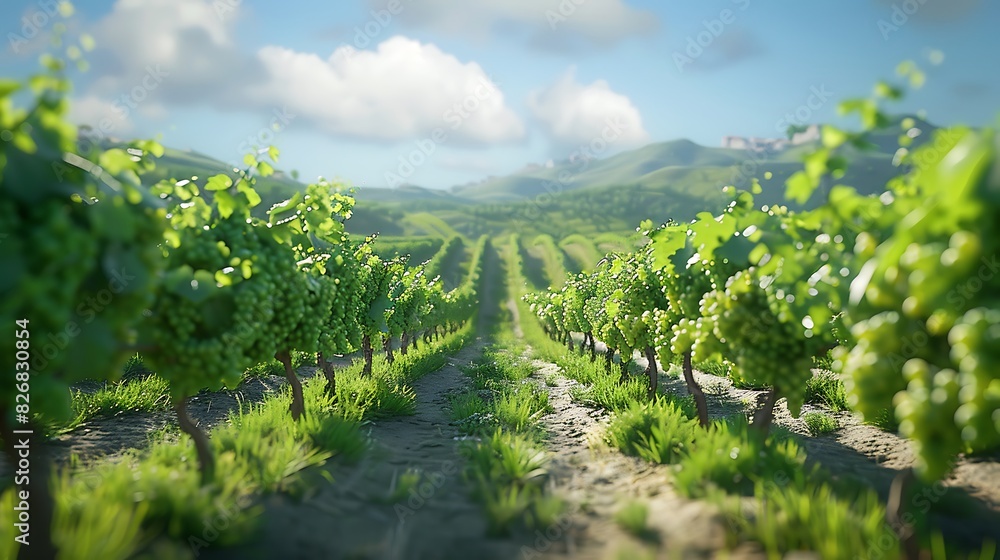 A vineyard on a sunny hillside
