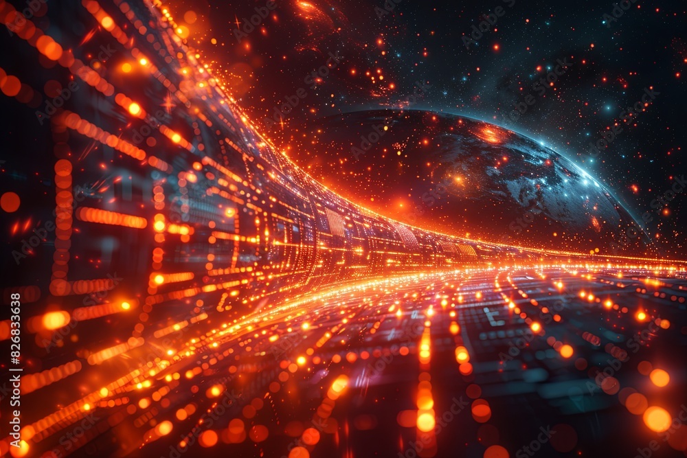 Obraz premium Digital Transformation, System Engineering and Programming Abstract Background