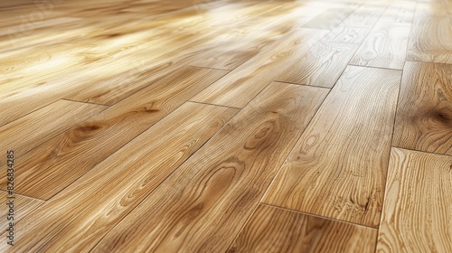Light brown  wide-plank wooden floor exuding a serene  earthy ambiance. Minimalist  nature-inspired surface