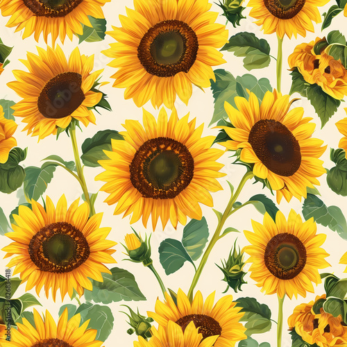 seamless floral pattern with sunflowers 
