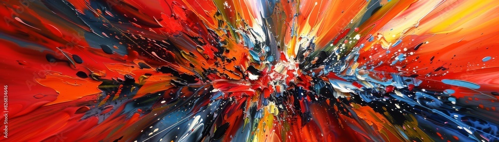 Energetic Abstract Explosion with Bold Shapes and Vivid Contrasting Colors