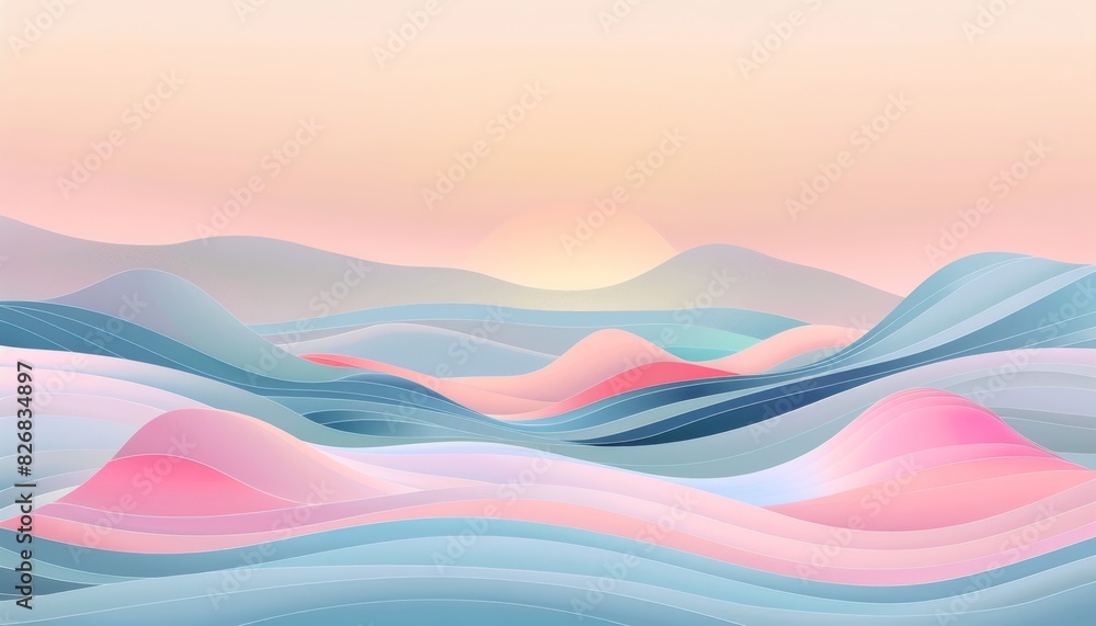 Tranquil Pastel Abstract Landscape with Flowing Lines Tranquil Pastel Abstract Landscape with Flowing Lines