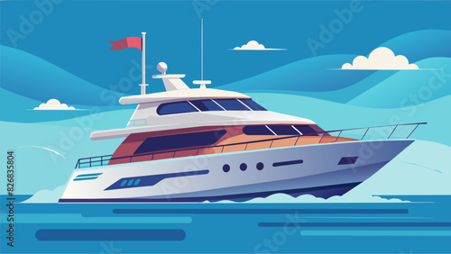 The gentle purr of a diesel engine powering a luxurious yacht as it sails leisurely through calm waters.. Vector illustration