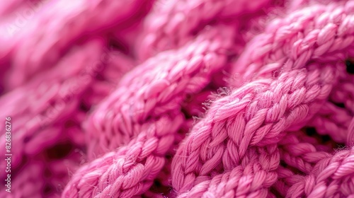 Close Up High Angle Shot of Vibrant Pink Knitted Texture © pngking