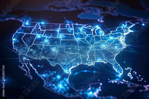 Digital map of america network connectivity created with generative ai