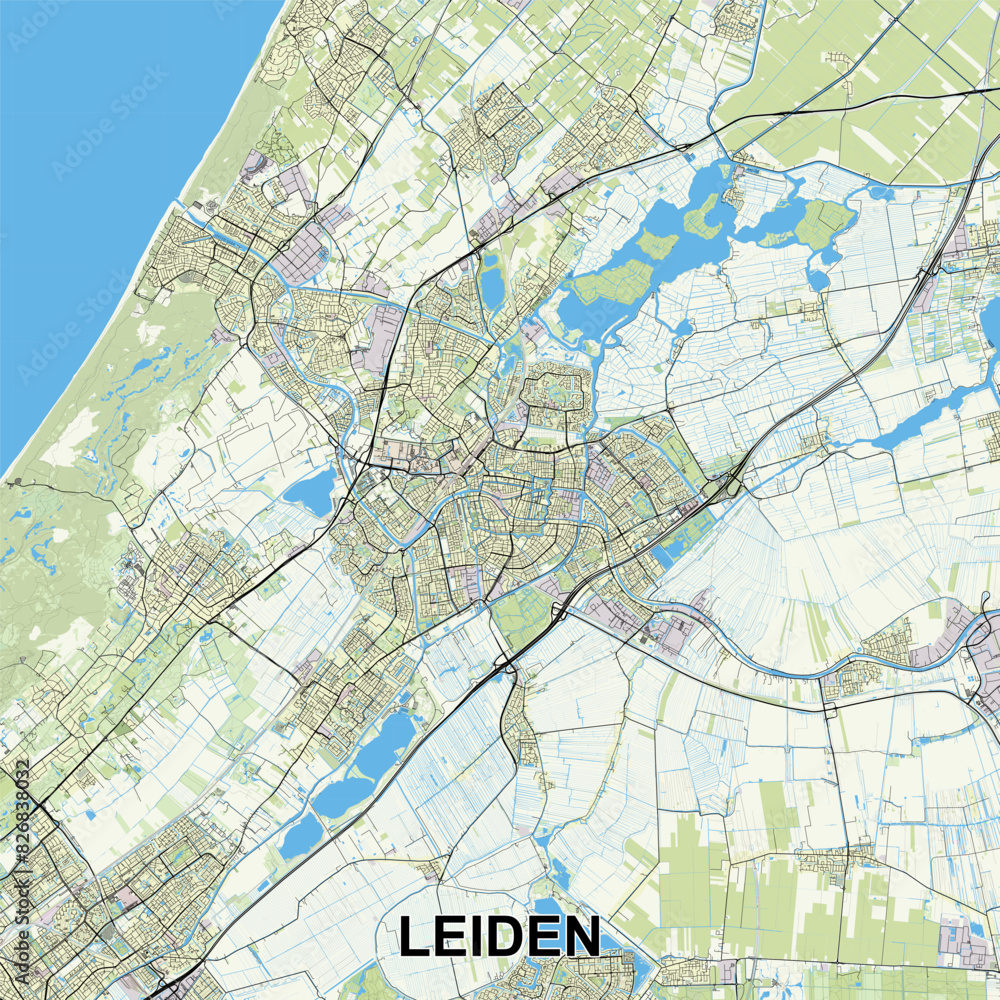 Obraz premium Leiden, Netherlands Poster map art