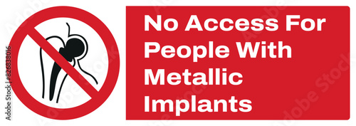 ISO prohibition safety signs_no access for people with metallic implants landscape size 1/2 a4,a3,a2,a1