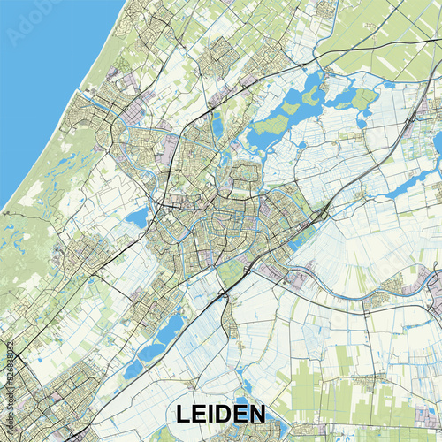 Leiden  Netherlands Poster map art
