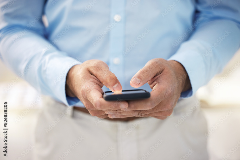 Business man, hands and planning on phone in office, communication and employee on internet. Male person, consultant and check email or online for research, project management and app for networking Business man, hands and planning on phone in office, communication and employee on internet. Male person, consultant and check email or online for research, project management and app for networking