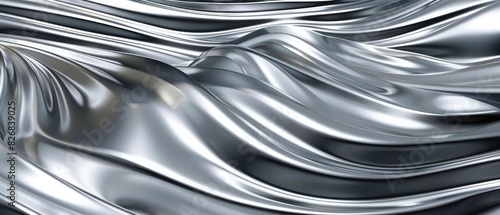 Fototapeta Naklejka Na Ścianę i Meble -  3d rendered abstract grey metallic background wavy silver design concept header web cover poster banner presentation template