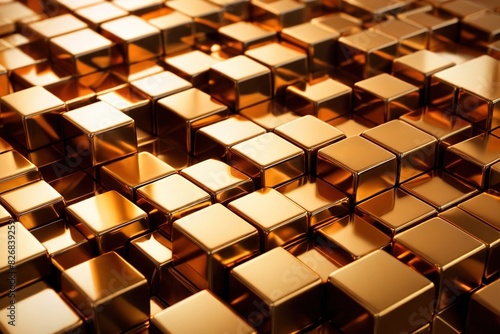 Abstract 3d background wallpaper of 3d gold metal cube mosaic pattern