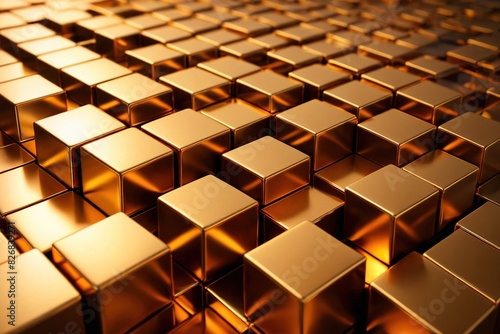 Abstract 3d background wallpaper of 3d gold metal cube mosaic pattern