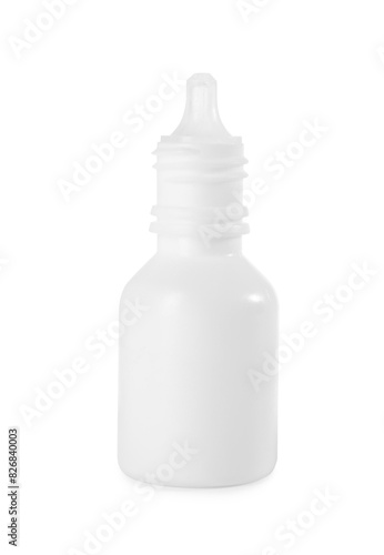 Bottle of medical drops isolated on white