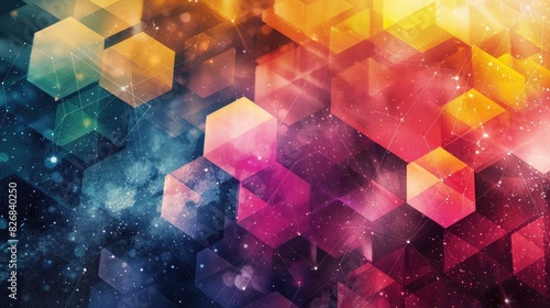 Geometric Polygons with Multicolored Abstract Background photo