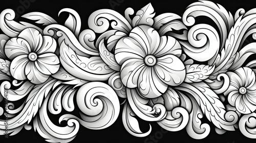 coloring page of maori koru patterns, white background vector illustration by flaticon and dribble, behance hd, made in figma photo