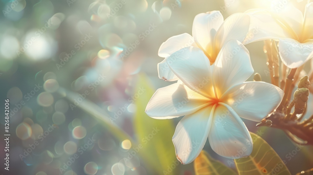 Jasmine white frangipani flowers bloom beautifully close up view. Nature flower background. Jasmine white frangipani flowers bloom beautifully close up view. Nature flower background.