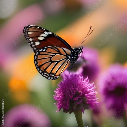 Close up of a butterfly on a bright flower  with a blurred background1