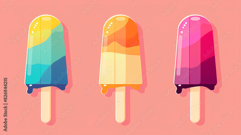 Colorful illustration of popsicles on a simple background Colorful illustration of popsicles on a simple background