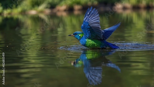 peacock in the water