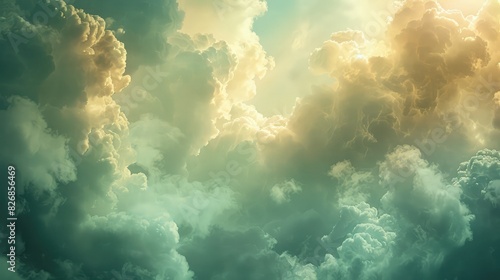 cloudy sky with different shapes and sizes of clouds, creating a dynamic and textured background