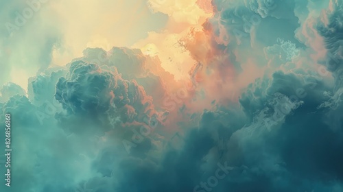 cloudy sky with different shapes and sizes of clouds, creating a dynamic and textured background photo
