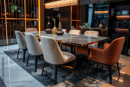 Modern minimalist dining room interior design © Work 19 Studio