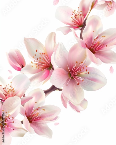 Elegant Pink Cherry Blossoms on Transparent Background for Spring Design