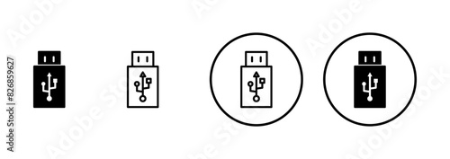 Usb icon vector isolated on white background. Flash disk icon vector