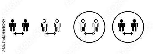 Social distancing icon vector isolated on white background. Keep distance sign. Coronavirus. Social Distancing and Self Quarantine.