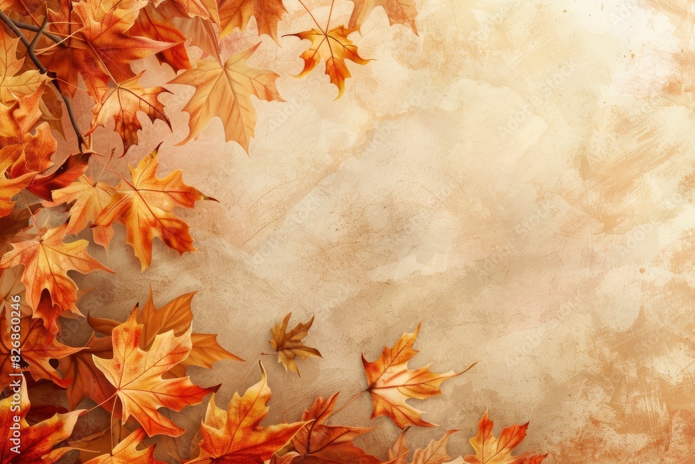 Autumn background with maple leaves - generative ai Autumn background with maple leaves - generative ai
