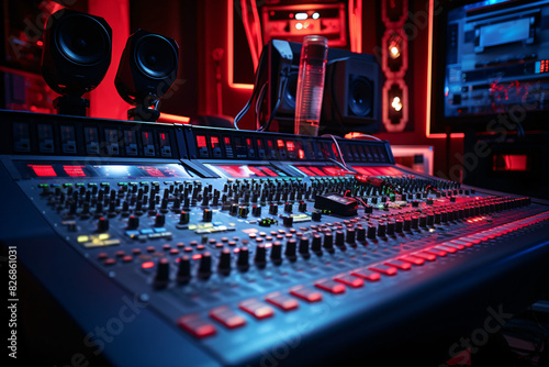 close up of the mixing console in an expensive record