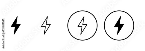 Lightning icon vector isolated on white background. Bolt icon vector. Energy and thunder electric icon