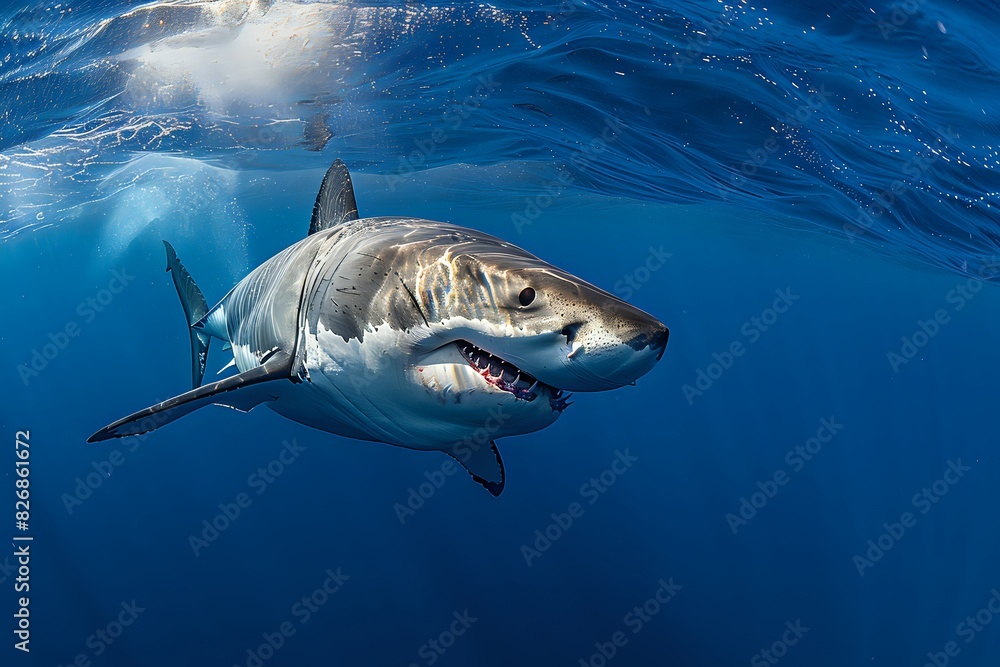 Fototapeta premium Great White Shark Underwater