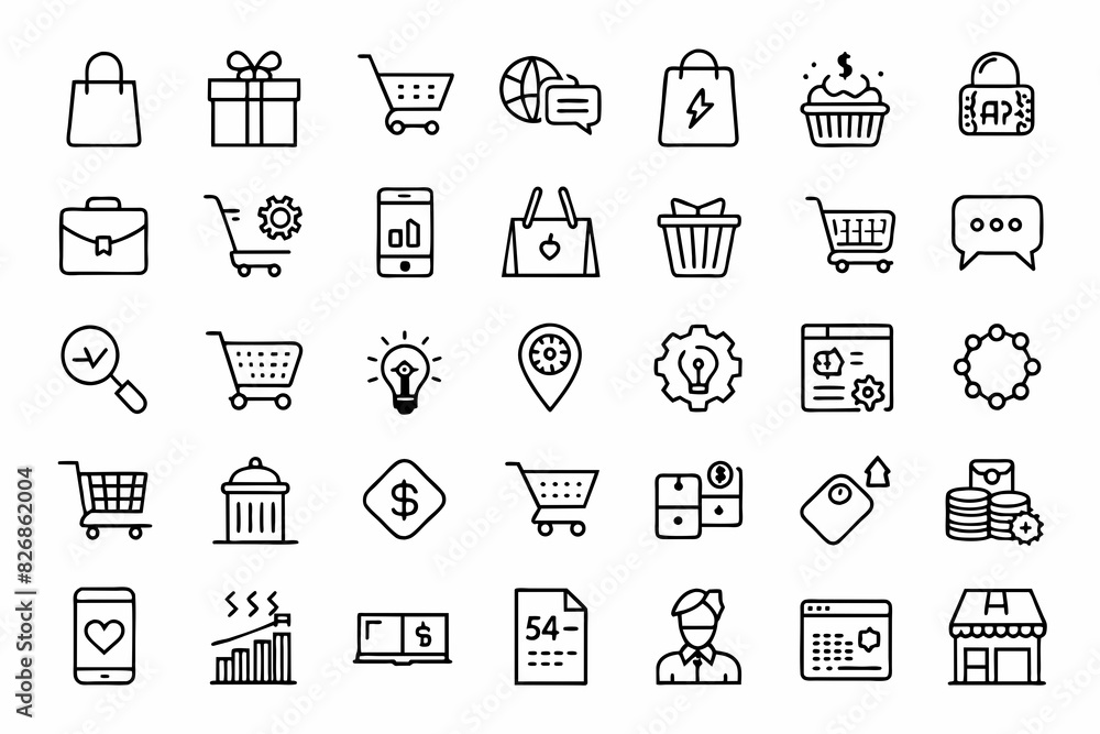 Set of line shopping icon pack Set of line shopping icon pack