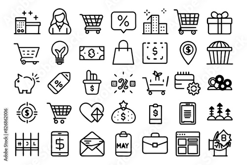 Set of line shopping icon pack