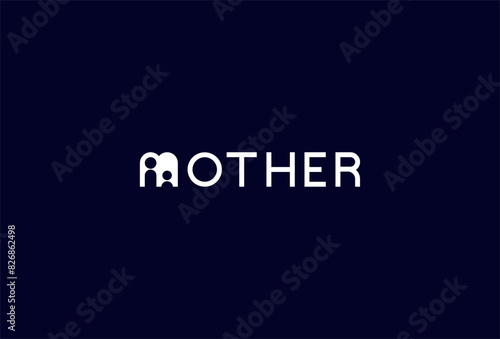 Mother Logo, letter M with mom and kid icon combination in text mother typography logo, vector illustration photo