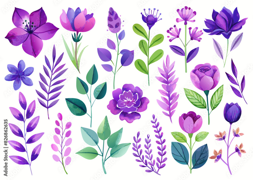 set of flowers set of flowers
