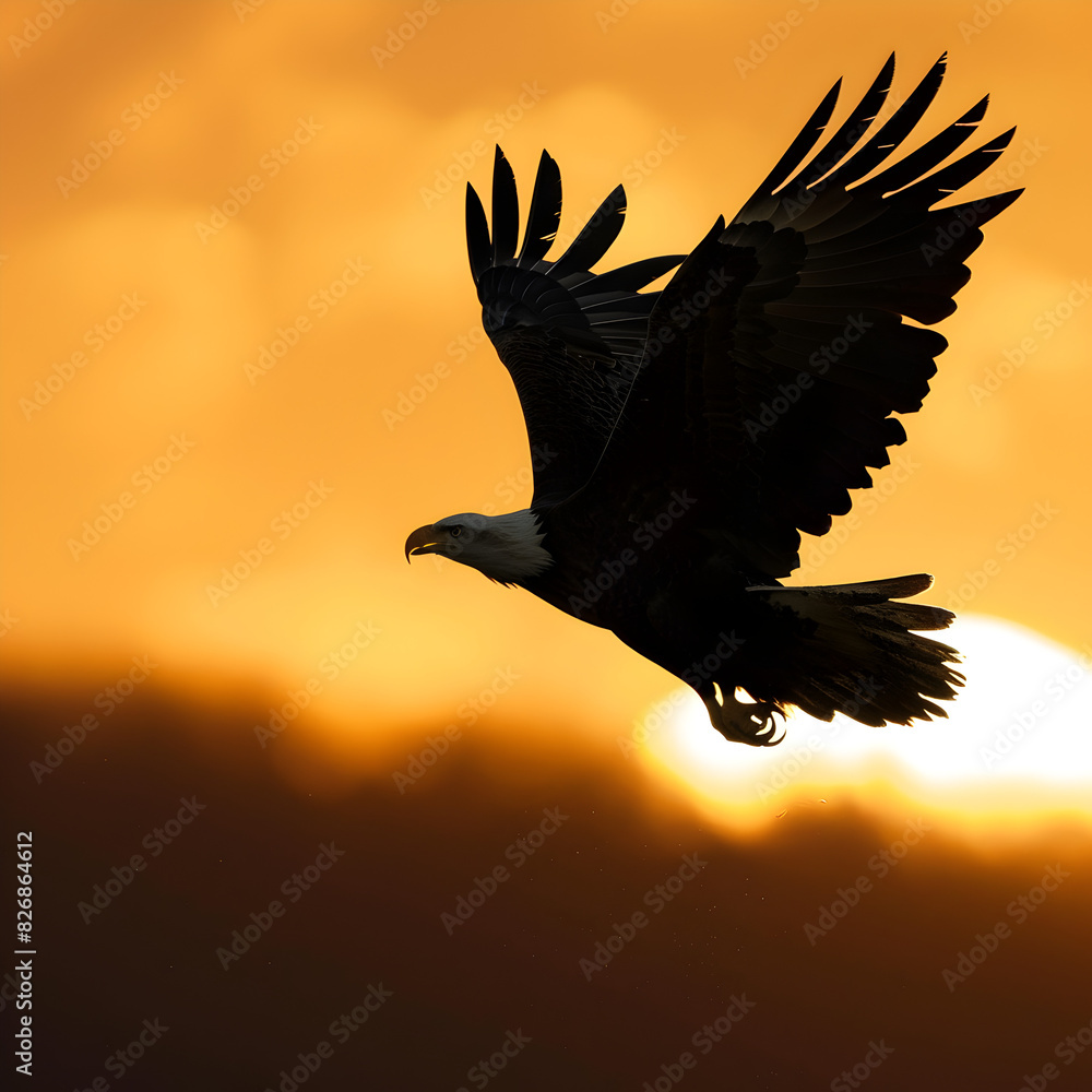 Naklejka premium eagle in the sunset