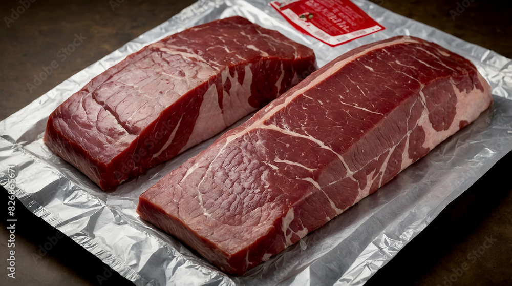 Fototapeta premium the vacuum packaging and how it allows customers to see the quality of the meat