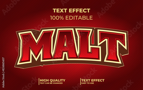 Editable Text Effect style, Retro Vintage. Graphic style. Malt text