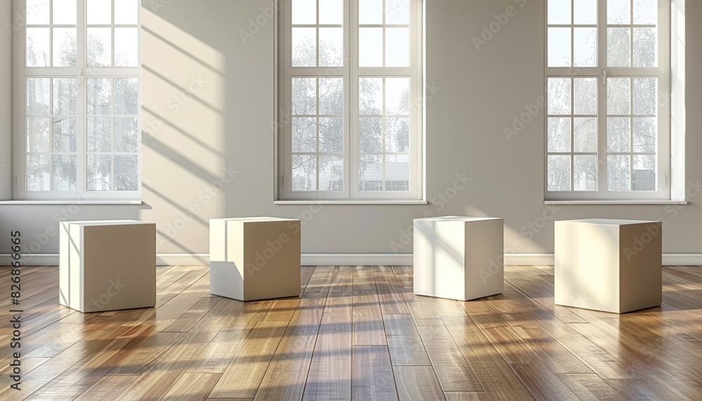 Box podium in abstract cream color UHD Wallpaper Box podium in abstract cream color UHD Wallpaper