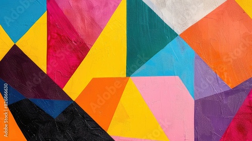 Close-up of vibrant geometric shapes overlapping each other in an abstract design